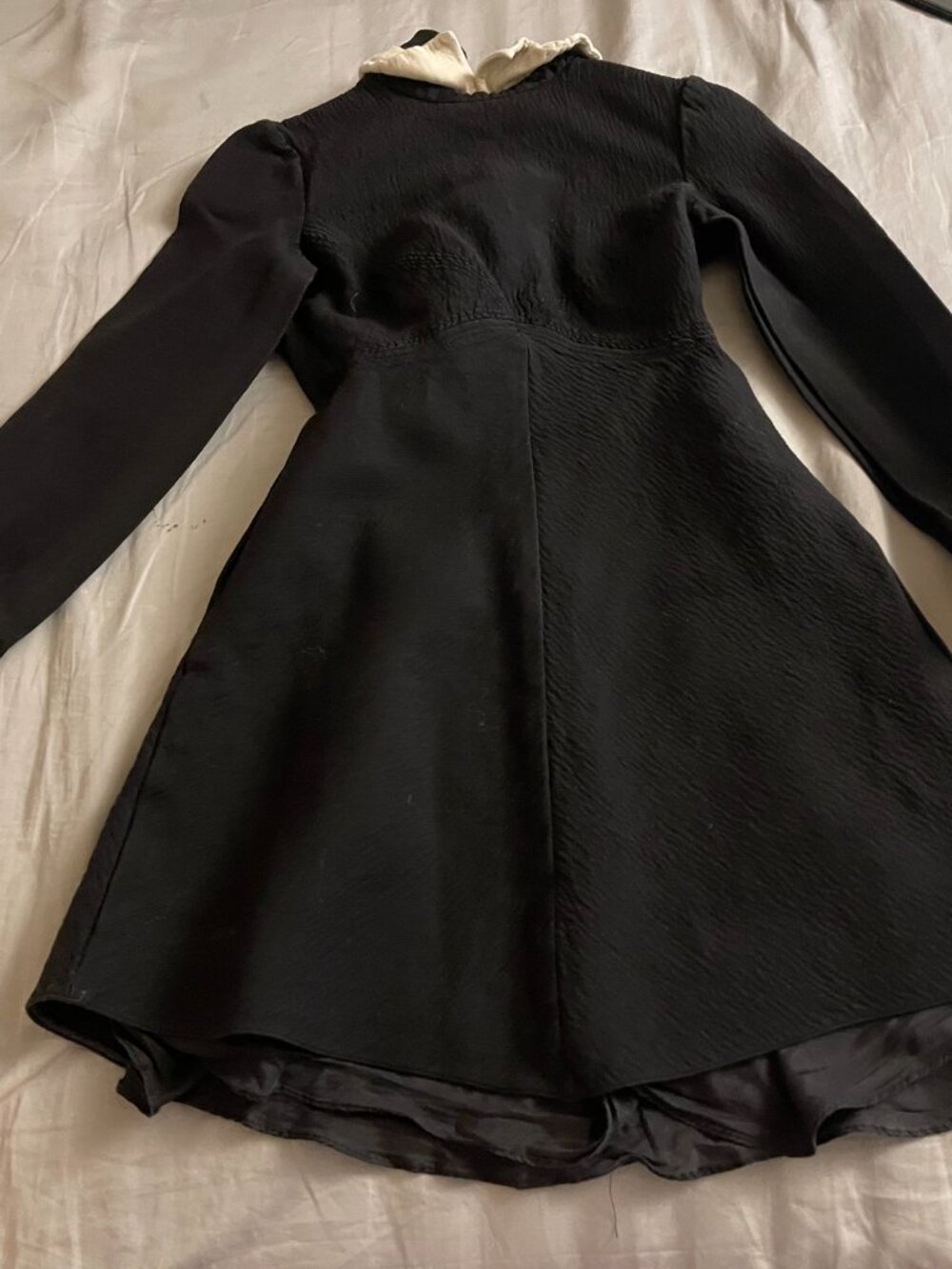 Valentino Black Fit & Flare Midi Dress Cream Collar Romantic XS/S - Picture 4 of 5